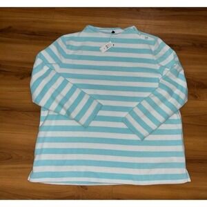Womens NWT Talbots Microfiber‎ Stripe Button Soft Funnel Neck Sweater
